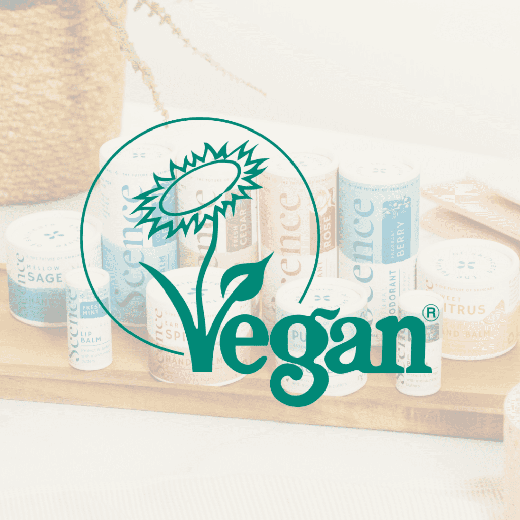 Vegan Society logo Scence products