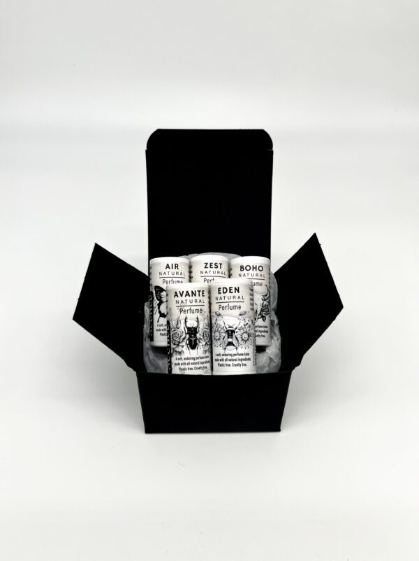 natural solid perfume gift set, 5 perfumes in box
