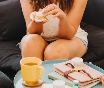 Scence citrus hand balm being used